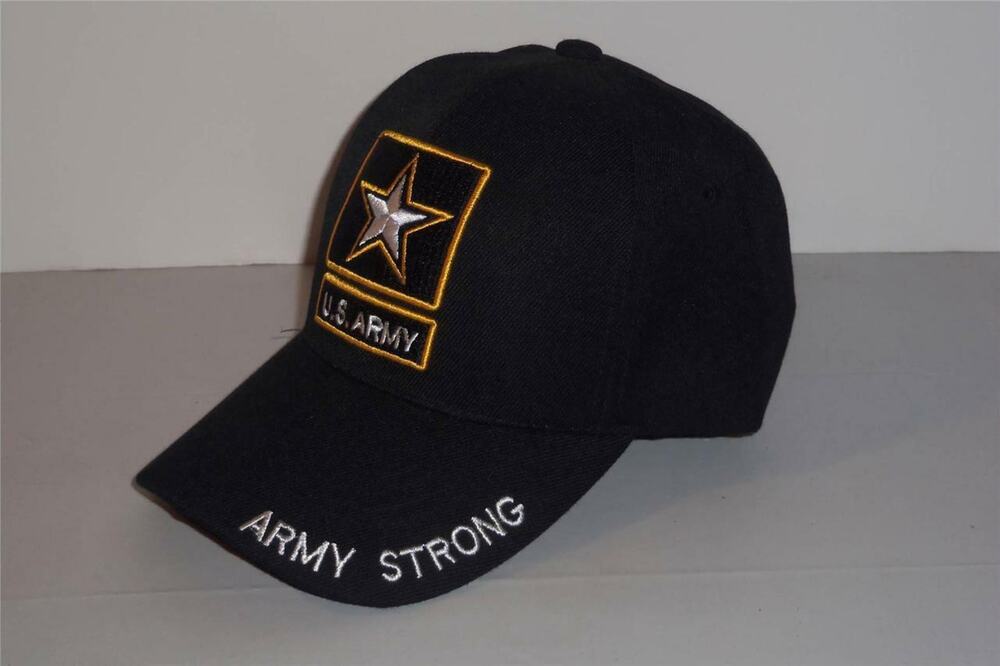 US Army Strong Hat Cap Warriors Black Gold -0514T17